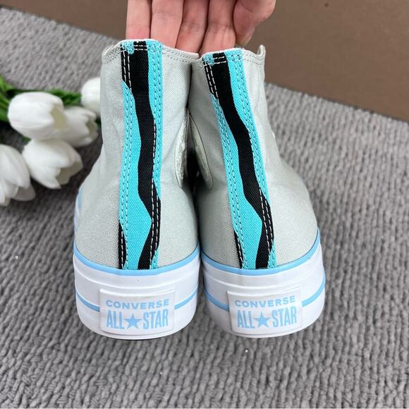 NEW Womens Size 8.5 Custom Converse High Top Platform Zebra Print Glitter Shoe - Picture 6 of 10